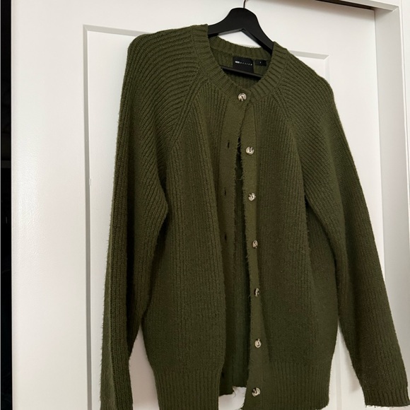 ASOS Green Ribbed Button Cardigan Sweater - Picture 3 of 3